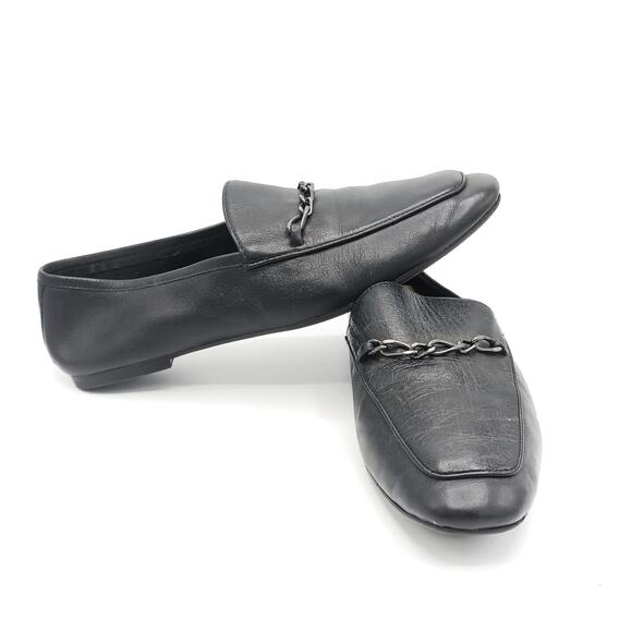 Naturalizer Black Leather Loafers w Chain Detail | Quiet Luxury Fall Capsule - Picture 3 of 16